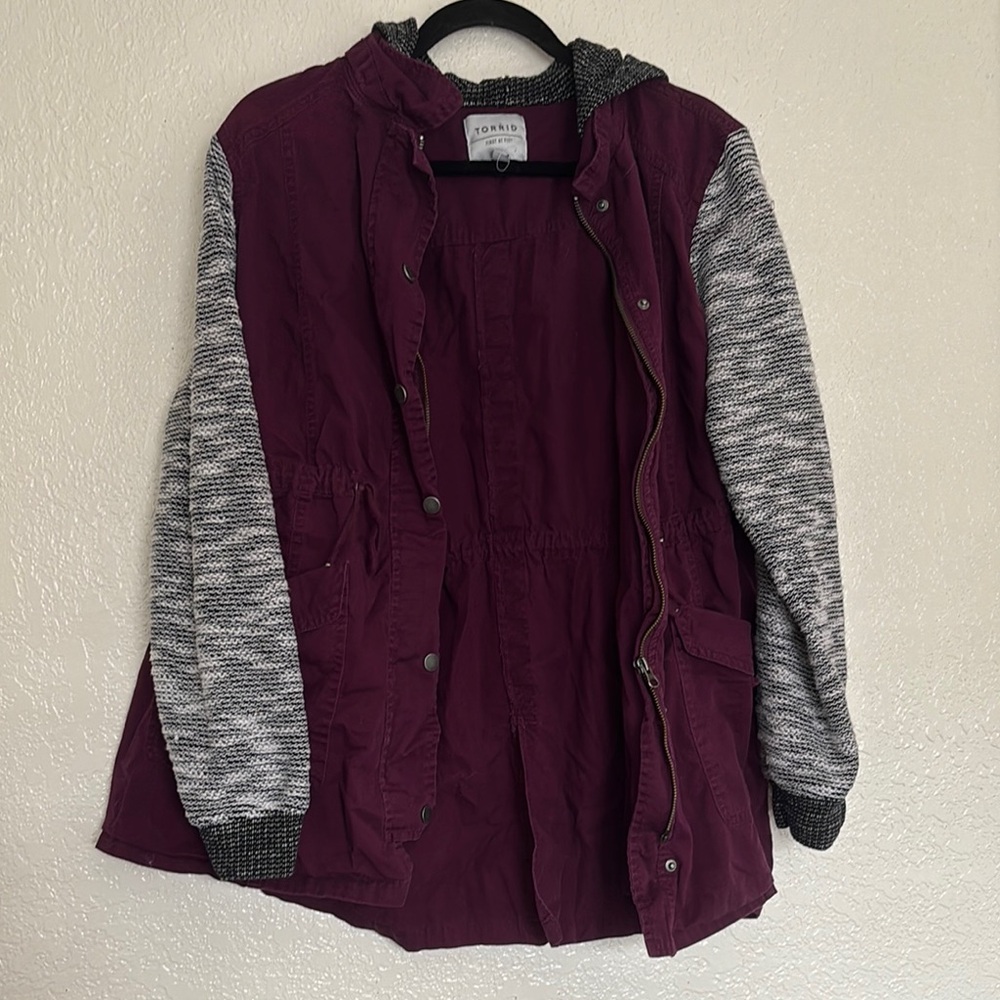 Torrid Purple and Gray Hooded Jacket